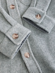 Grey Herringbone Brushed Shacket (3-16yrs) - Image 8 of 9
