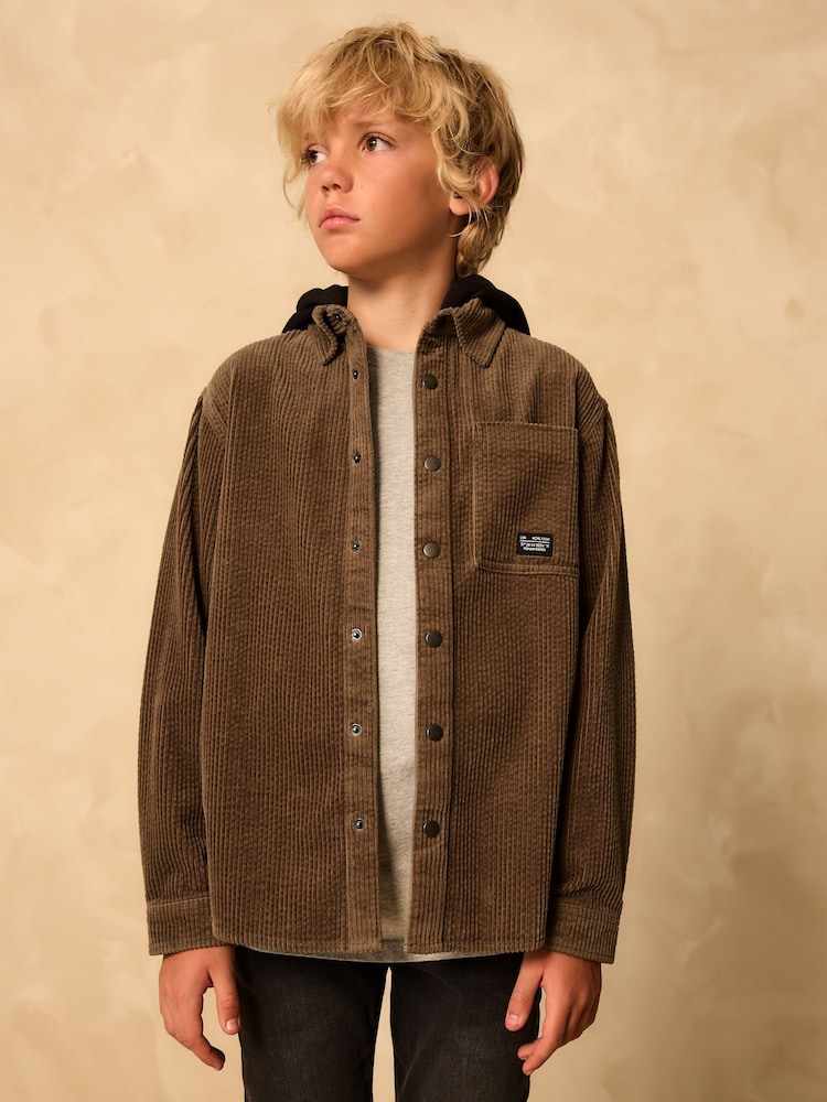 Khaki Green Corduroy Hooded Overshirt (3-16yrs) - Image 1 of 11