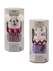 Totes Brown Ladies Novelty Super Soft Winter Socks 2 Pair - Image 2 of 5