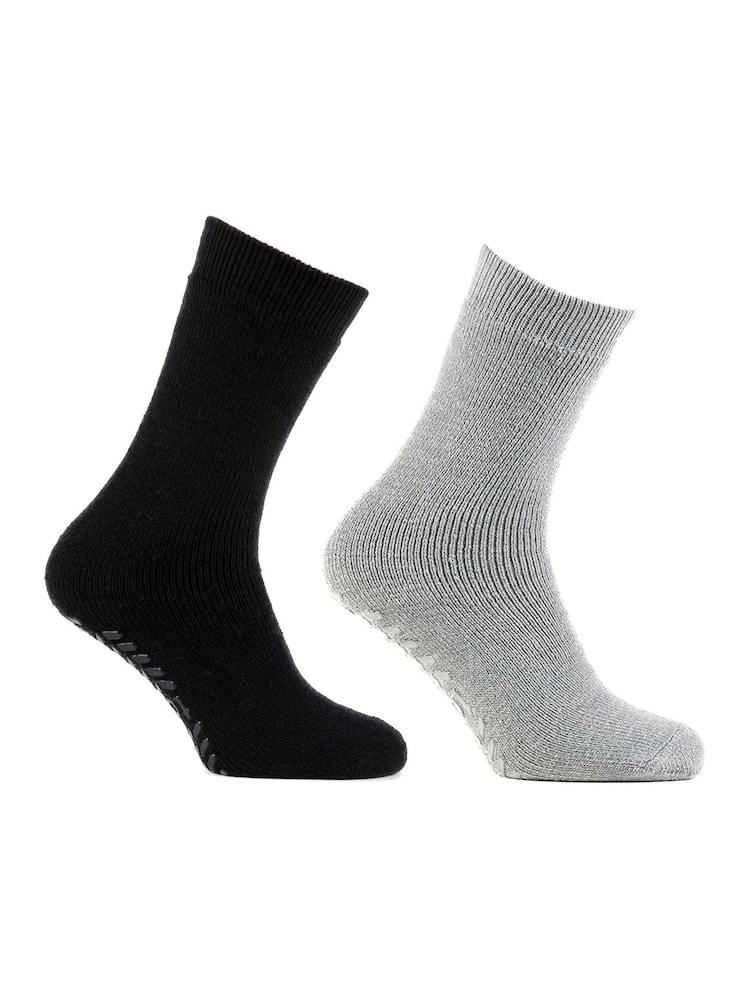 Totes Black Ladies Thermal Brushed Socks 2 Pair - Image 2 of 5