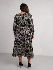 Live Unlimited Black Curve Golden Leopard Metallic Midaxi Dress - Image 2 of 6