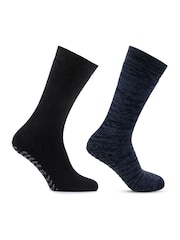 Totes Black Mens Thermal Brushed Socks 2 Pair - Image 2 of 5