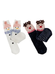 Totes Dark Brown Ladies Novelty Super Soft Winter Socks 2 Pair - Image 1 of 5