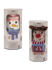 Totes Dark Brown Ladies Novelty Super Soft Winter Socks 2 Pair - Image 2 of 5