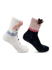 Totes Dark Brown Ladies Novelty Super Soft Winter Socks 2 Pair - Image 3 of 5