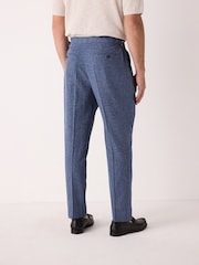 Blue Slim Fit Linen Blend Suit Trousers - Image 2 of 11