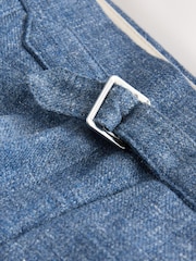 Blue Slim Fit Linen Blend Suit Trousers - Image 9 of 11