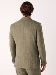 Green Slim Fit Linen Blend Suit Jacket - Image 2 of 10