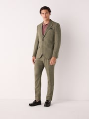 Green Slim Fit Linen Blend Suit Jacket - Image 3 of 10