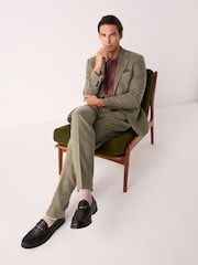 Green Slim Fit Linen Blend Suit Jacket - Image 4 of 10