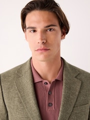 Green Slim Fit Linen Blend Suit Jacket - Image 5 of 10