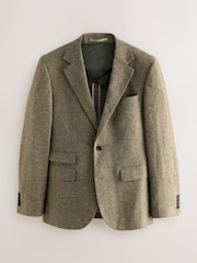 Green Slim Fit Linen Blend Suit Jacket - Image 6 of 10