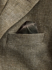 Green Slim Fit Linen Blend Suit Jacket - Image 8 of 10