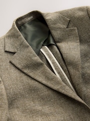 Green Slim Fit Linen Blend Suit Jacket - Image 9 of 10