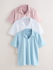 Pink / White / Blue - Short Sleeve Cuban Collar Polo Shirts 3 Pack - صورة 1 من 6