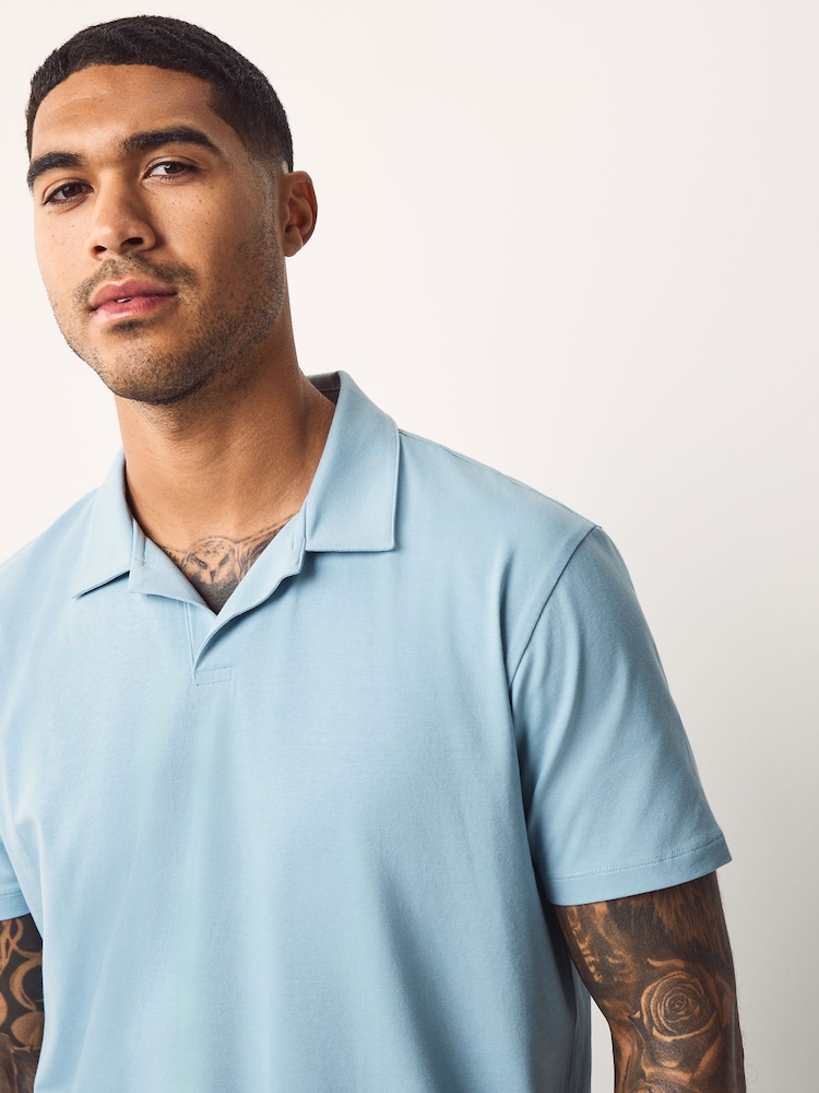 Pink / White / Blue Short Sleeve Cuban Collar Polo Shirts 3 Pack - Image 5 of 12