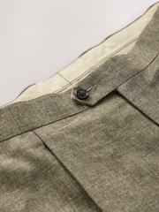 Green Slim Fit Linen Blend Suit Trousers - Image 10 of 10