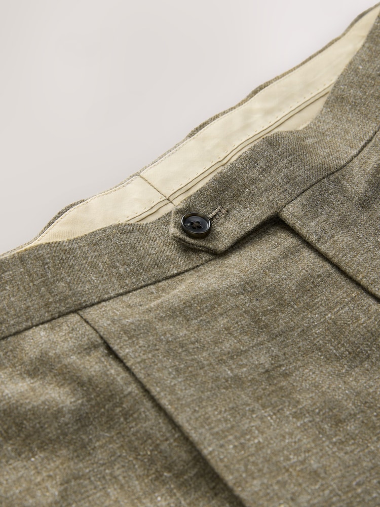 Green Slim Fit Linen Blend Suit Trousers - Image 10 of 10