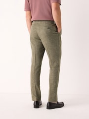 Green Slim Fit Linen Blend Suit Trousers - Image 2 of 10