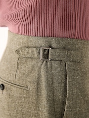 Green Slim Fit Linen Blend Suit Trousers - Image 4 of 10