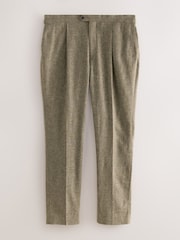 Green Slim Fit Linen Blend Suit Trousers - Image 5 of 10