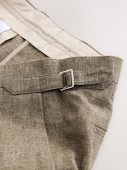 Green Slim Fit Linen Blend Suit Trousers - Image 8 of 10