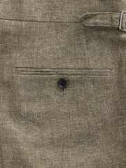 Green Slim Fit Linen Blend Suit Trousers - Image 9 of 10