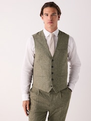 Green Linen Blend Suit Waistcoat - Image 1 of 8