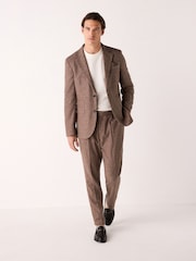 Brick Slim Fit Linen Blend Suit Trousers - Image 2 of 11