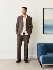 Brown Slim Fit Cotton Blend Suit Jacket - Image 2 of 10