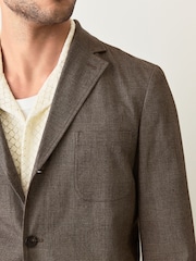 Brown Slim Fit Cotton Blend Suit Jacket - Image 4 of 10