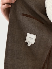 Brown Slim Fit Cotton Blend Suit Jacket - Image 5 of 10