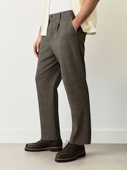 Brown Slim Fit Cotton Blend Suit Trousers - Image 1 of 10