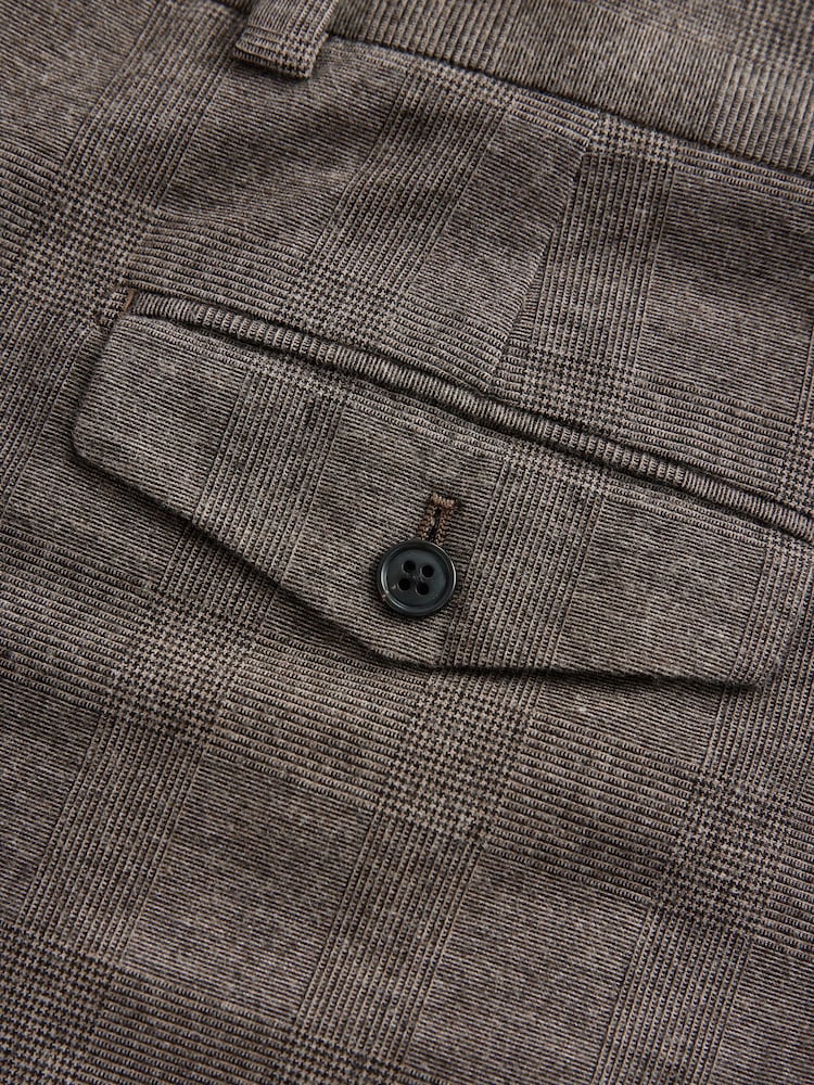 Brown Slim Fit Cotton Blend Suit Trousers - Image 10 of 10