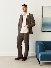 Brown Slim Fit Cotton Blend Suit Trousers - Image 2 of 10