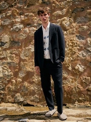 Azul marino - Slim Fit Cotton Blend Texture Suit Jacket - Imagen 1 de 9