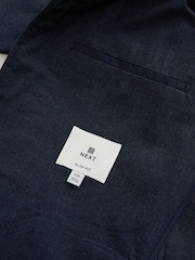 Navy Slim Fit Cotton Blend Texture Suit Jacket - Image 12 of 12