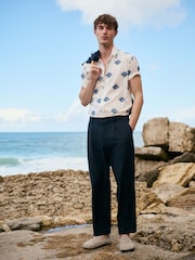 Azul marino - Slim Fit Cotton Blend Texture Suit Jacket - Imagen 5 de 9