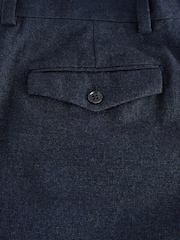 Navy Slim Fit Cotton Blend Texture Suit Trousers - Image 10 of 10