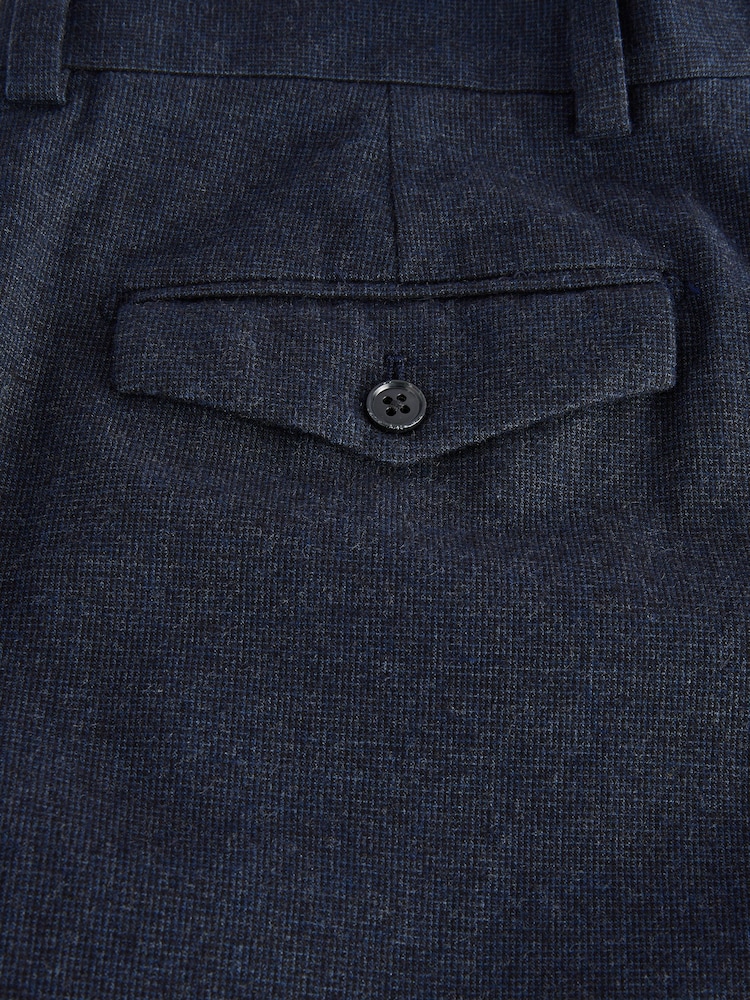 Navy Slim Fit Cotton Blend Texture Suit Trousers - Image 10 of 10