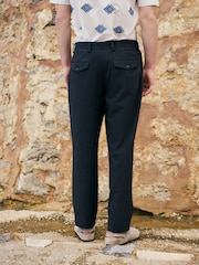Navy Slim Fit Cotton Blend Texture Suit Trousers - Image 3 of 10