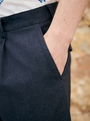 Navy Slim Fit Cotton Blend Texture Suit Trousers - Image 4 of 10