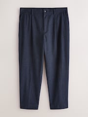 Navy Slim Fit Cotton Blend Texture Suit Trousers - Image 6 of 10