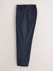Navy Slim Fit Cotton Blend Texture Suit Trousers - Image 7 of 10