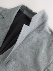 Grey Slim Fit Herringbone Texture Suit Jacket - Image 10 of 11