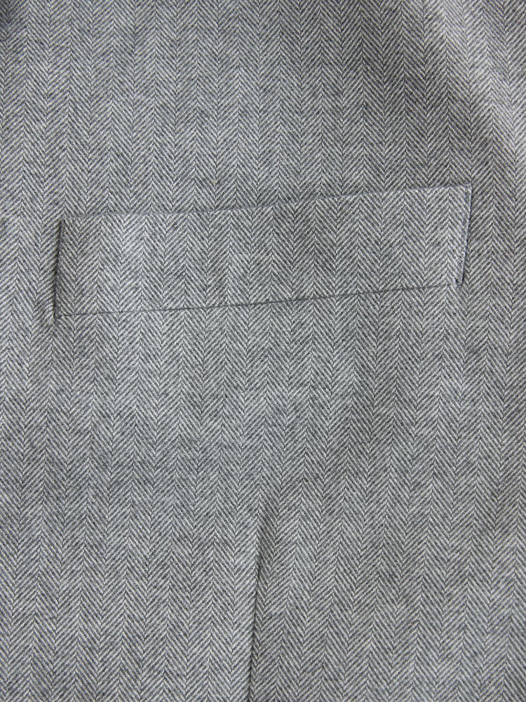 Grey Slim Fit Herringbone Texture Suit Jacket - Image 11 of 11
