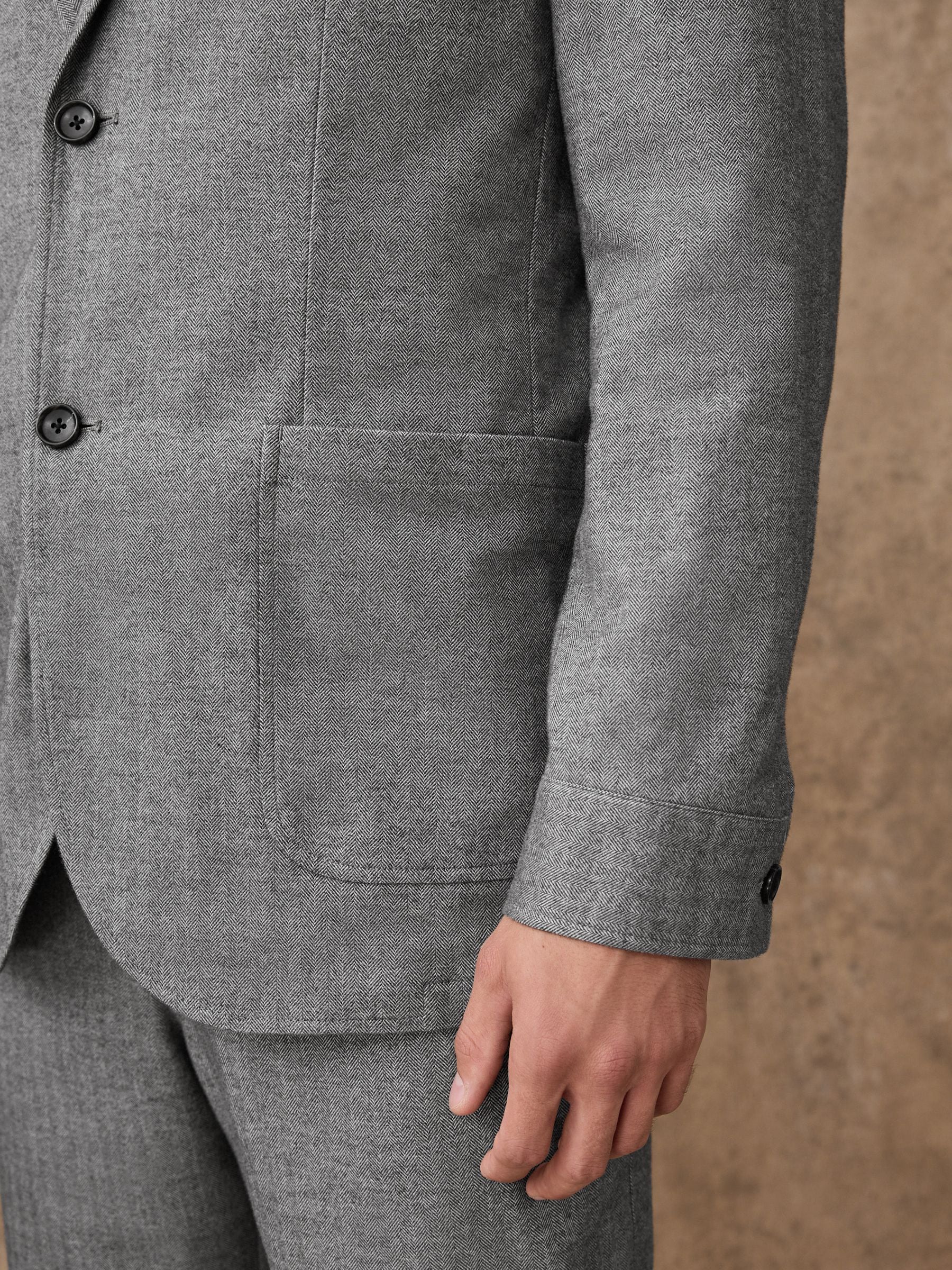 Buy Grey Slim Fit Herringbone Texture Suit Jacket from Next South
