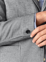 Grey Slim Fit Herringbone Texture Suit Jacket - Image 6 of 11
