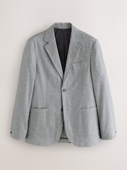 Grey Slim Fit Herringbone Texture Suit Jacket - Image 7 of 11
