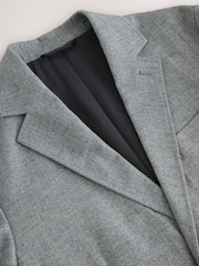 Grey Slim Fit Herringbone Texture Suit Jacket - Image 9 of 11
